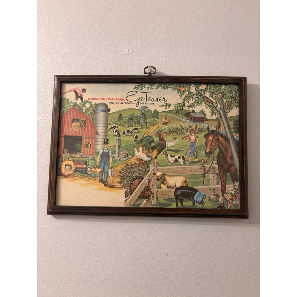 Vintage Down On The Farm Eye Teaser Picture Home Decor 10x14 Farmhouse Cottage